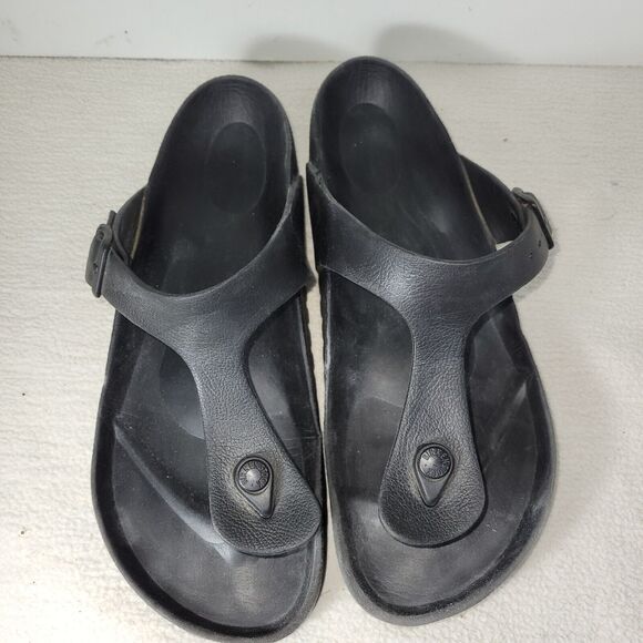 Birkenstock Sandals Sz 10 Womens Black Gizeh EVA L7/M6 Gorpcore Beach Buckle - Picture 4 of 13
